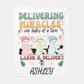 レトロ労働と配達ナースクリスマス フリースブランケット (正面)