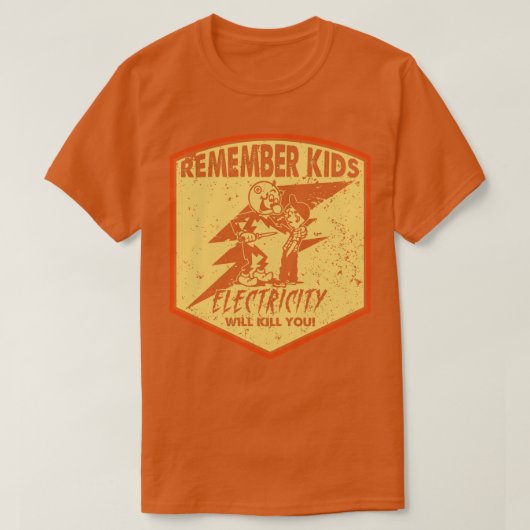 レトロ動揺しての電気で死ぬ Tシャツ (デザイン正面)