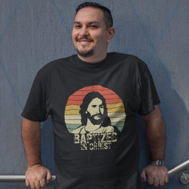 レトロ動揺してはイエスとキリストでバプテスマを受けた Tシャツ