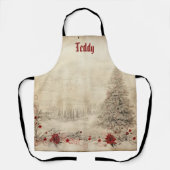 レトロ動揺してはクリスマスのシーンに見える。編集可能 エプロン (正面)