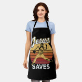 レトロ動揺してイエス救野球ピッチャーファン エプロン (着用した状態)