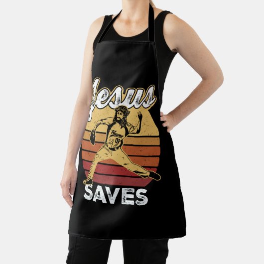 レトロ動揺してイエス救野球ピッチャーファン エプロン (インサイチュ)