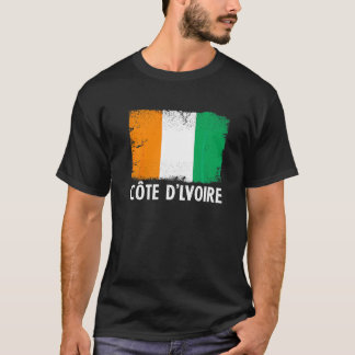 レトロ動揺してコートジボワール国旗の愛国心 Tシャツ