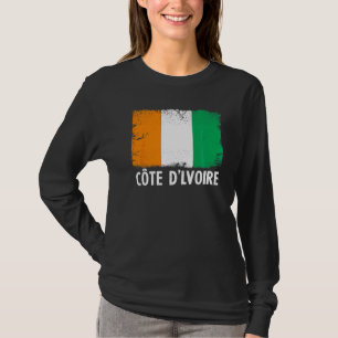 レトロ動揺してコートジボワール国旗の愛国心 Tシャツ