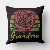 レトロ動揺してサンセットレッドローズグランマ クッション (裏面)