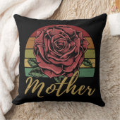 レトロ動揺してサンセットレッドローズマザー クッション (ブランケット)