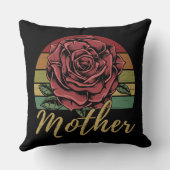 レトロ動揺してサンセットレッドローズマザー クッション (裏面)