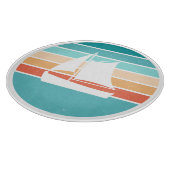 レトロ動揺してサンセット効果+帆船 カッティングボード (角)