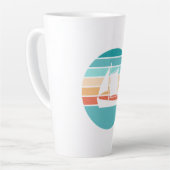 レトロ動揺してサンセット効果+帆船 カフェラテマグ (左アングル)