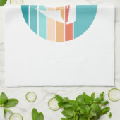 レトロ動揺してサンセット効果+帆船 キッチンタオル (折り畳み)