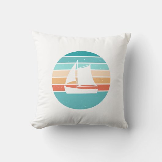 レトロ動揺してサンセット効果+帆船 クッション (正面)