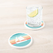 レトロ動揺してサンセット効果+帆船 コースター (側面)