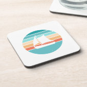 レトロ動揺してサンセット効果+帆船 コースター (左側)