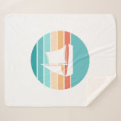 レトロ動揺してサンセット効果+帆船 シェルパブランケット (正面(横))