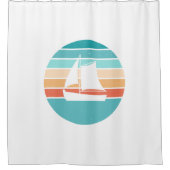 レトロ動揺してサンセット効果+帆船 シャワーカーテン (正面)