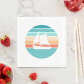 レトロ動揺してサンセット効果+帆船 スタンダードランチョンナプキン (インサイチュ)