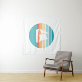 レトロ動揺してサンセット効果+帆船 タペストリー (インサイチュ(横))