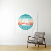 レトロ動揺してサンセット効果+帆船 タペストリー (インサイチュ)