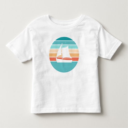 レトロ動揺してサンセット効果+帆船 トドラーTシャツ (正面)