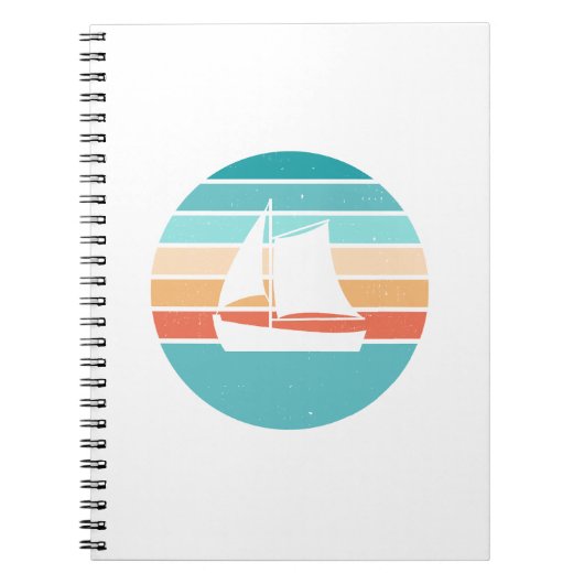 レトロ動揺してサンセット効果+帆船 ノートブック (正面)