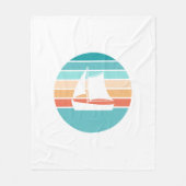 レトロ動揺してサンセット効果+帆船 フリースブランケット (正面)