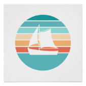レトロ動揺してサンセット効果+帆船 ポスター (正面)