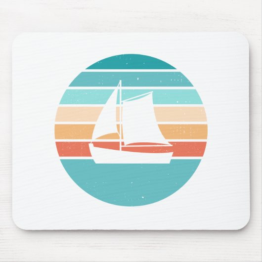 レトロ動揺してサンセット効果+帆船 マウスパッド (正面)