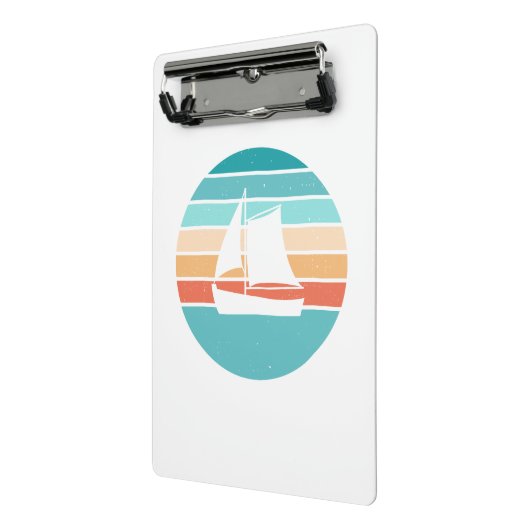 レトロ動揺してサンセット効果+帆船 ミニクリップボード (アングル2)