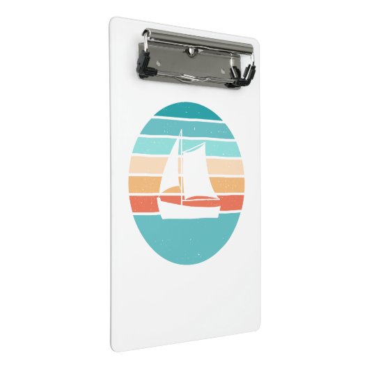 レトロ動揺してサンセット効果+帆船 ミニクリップボード (アングル)