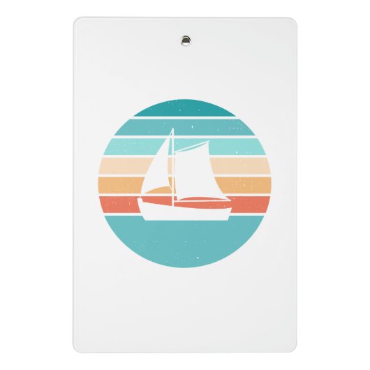 レトロ動揺してサンセット効果+帆船 ミニクリップボード (裏面)