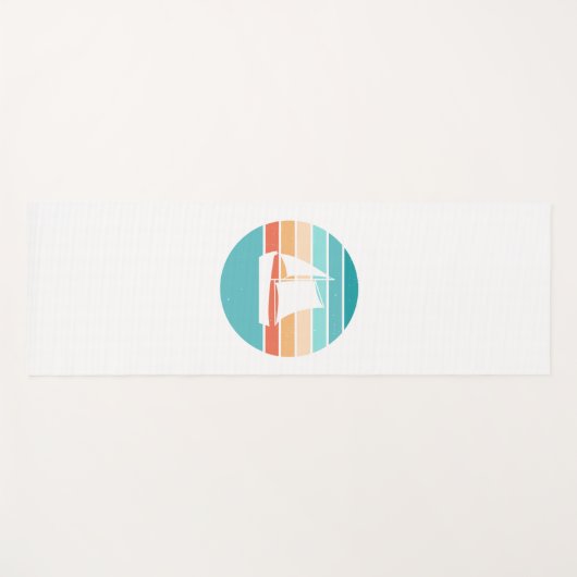 レトロ動揺してサンセット効果+帆船 ヨガマット (正面(横))