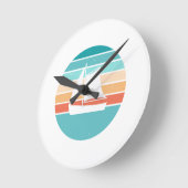 レトロ動揺してサンセット効果+帆船 ラウンド壁時計 (傾斜)