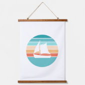 レトロ動揺してサンセット効果+帆船 吊り下げ型タペストリー (正面)