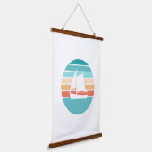 レトロ動揺してサンセット効果+帆船 吊り下げ型タペストリー (傾斜あり)