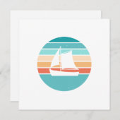 レトロ動揺してサンセット効果+帆船 招待状 (正面/裏面)