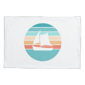 レトロ動揺してサンセット効果+帆船 枕カバー (裏面)