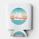 レトロ動揺してサンセット効果+帆船 缶クーラー (裏面)