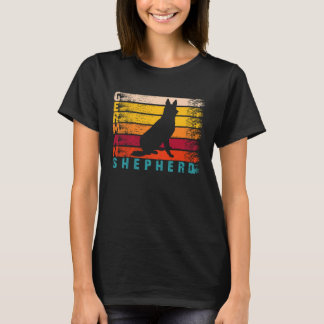 レトロ動揺してシルエットドッグドイツシェパード Tシャツ