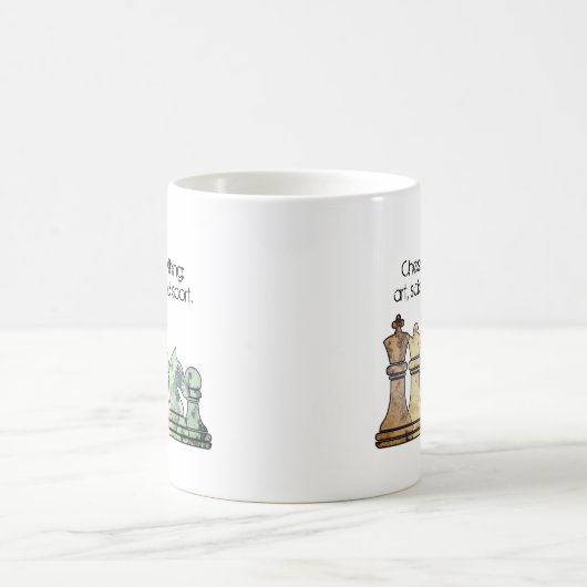 レトロ動揺してチェスの駒の行チェス引用文 コーヒーマグカップ (中央)