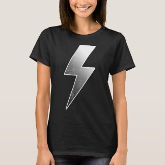 レトロ動揺してブラック勾配およびホワイト稲妻 Tシャツ