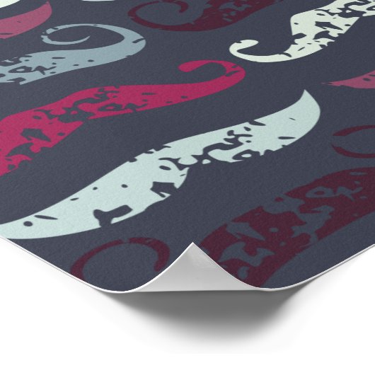 レトロ動揺してムスタッシュプリント ポスター (角)