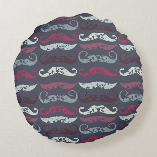 レトロ動揺してムスタッシュプリント ラウンドクッション (裏面)