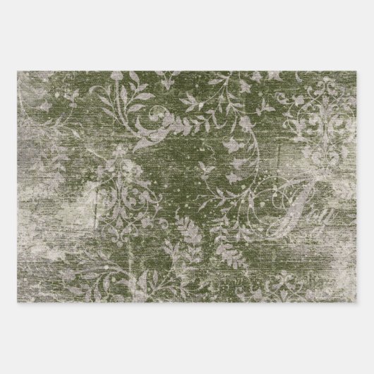 レトロ動揺して伝統的擦り切れた ラッピングペーパーシート (正面3)