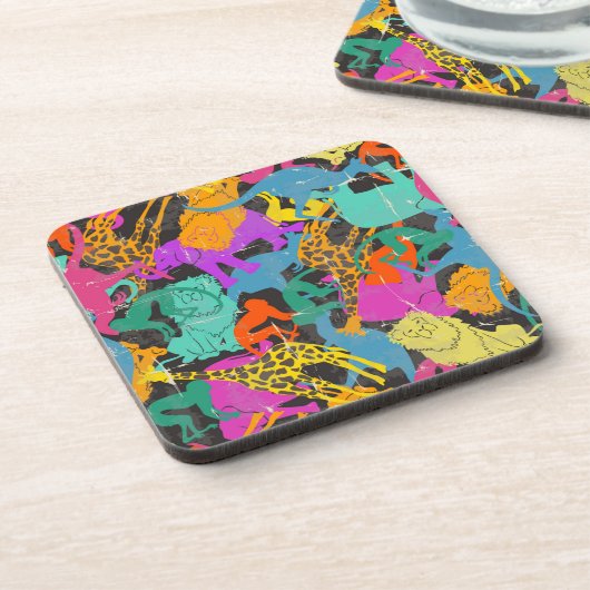 レトロ動物のシルエットパターン コースター (左側)