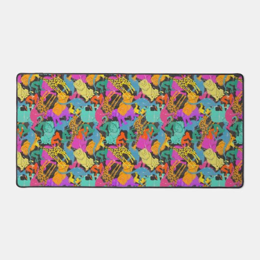 レトロ動物のシルエット模様 デスクマット (正面)