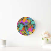 レトロ動物のシルエット模様 ラウンド壁時計 (ホーム)