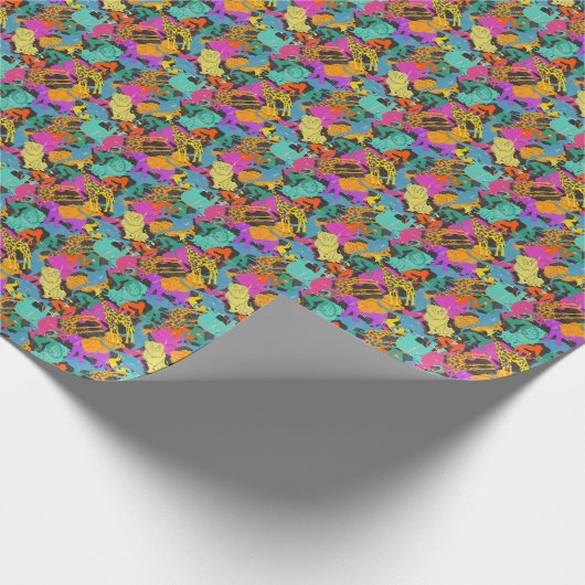 レトロ動物のシルエット模様 ラッピングペーパー (角)