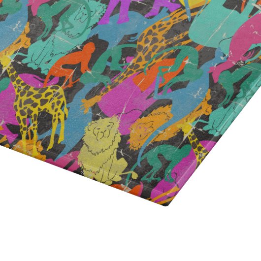 レトロ動物はパターンのシルエットを描きます カッティングボード (角)