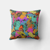 レトロ動物はパターンのシルエットを描きます クッション (裏面)