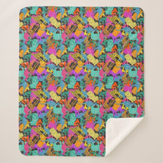 レトロ動物はパターンのシルエットを描きます シェルパブランケット (正面)